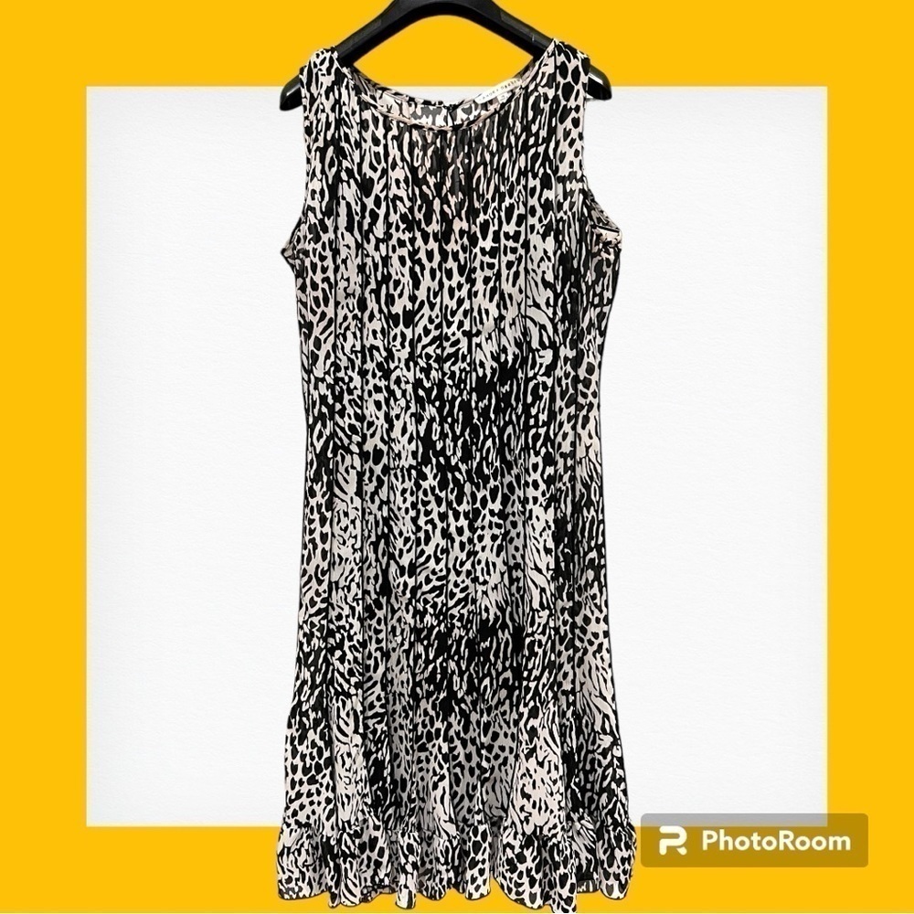 Sandra Darren Midi Dress Abstract Animal Print Size 10